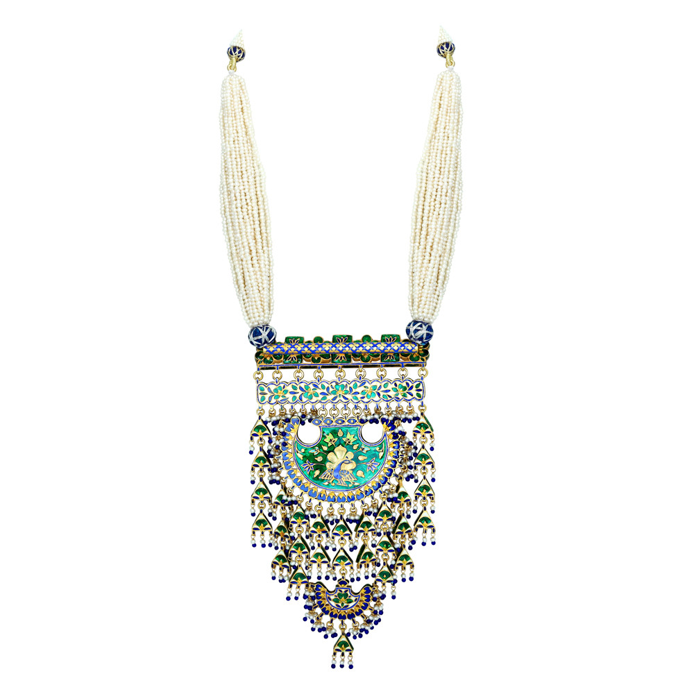 Indigo Enameled With Cheed Pearl Pendant